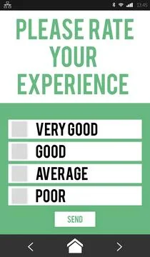 Feedback form UI is showing on transparent smartphone screen, with checkboxes, 스톡 일러스트