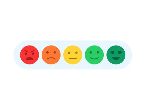 Feedback with funny flat style emoji emoticon smiley icons Stock Illustration