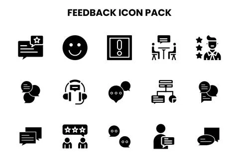 Feedback Glyph Collection Icons Pack 库存插图