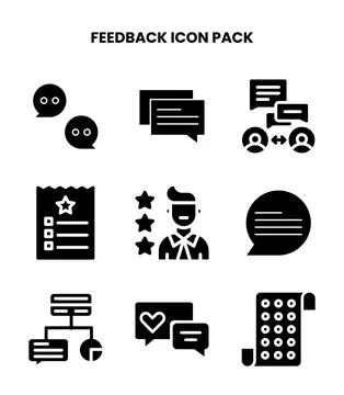Feedback Glyph Icons Pack Stock Illustration