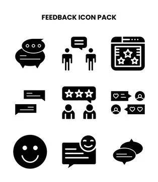 Feedback Glyph UI Icons Pack Stock Illustration