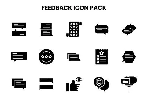 Feedback Glyph UI Icons Pack Illustrazione stock