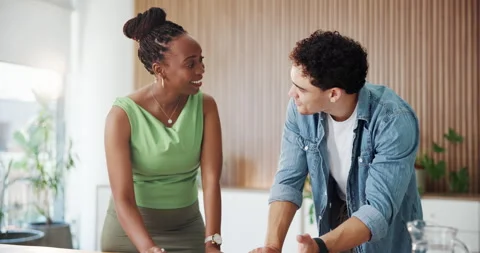 Feedback, high five or manager with employee in office, recognition or well done Stock Footage 331057348