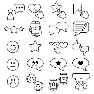 Feedback icon set. Outline stroke isolated on white background. Vector eps10 Stock Illustration