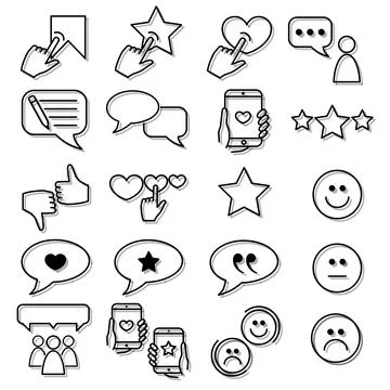 Feedback icon set. Outline stroke isolated on white background. Vector eps10 Stock Illustration