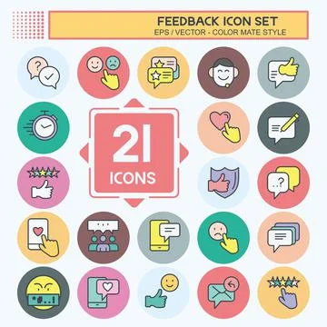 Feedback Icon Set. suitable for Web Interface symbol. Color Mate Style. simpl Stock Illustration