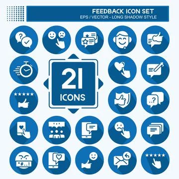 Feedback Icon Set. suitable for Web Interface symbol. Long Shadow Style. simp Illustrazione stock