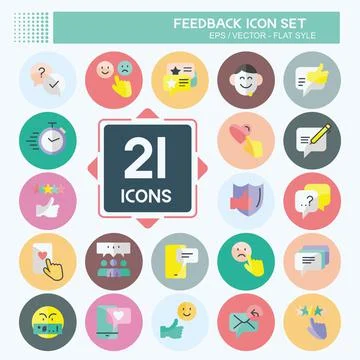 Feedback Icon Set. suitable for Web Interface symbol. Flat Style. simple desi Illustrazione stock