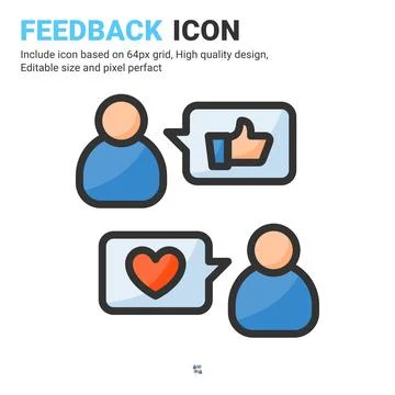 Feedback icon vector with filled outline style isolated on white background Stock Illustration