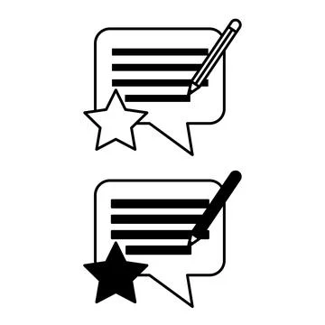 Feedback Icons. Black and White Vector Illustrations. Speech Bubble with Te.. Stock Illustration
