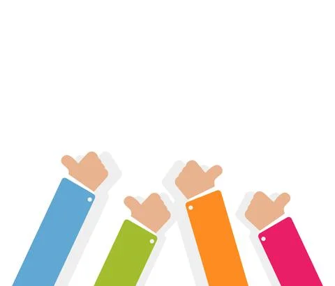 Feedback illustration. Hand with thumb up. Hands in fllat style. Vector Stock Illustration