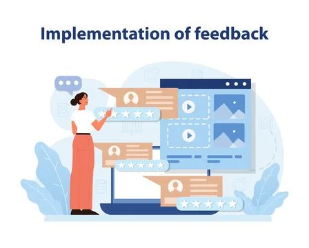 Feedback Implementation Process. Detailed illustration of a professional Illustrazione stock