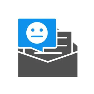 Feedback letter with neutral face colored icon. Client unsatisfaction, not happy Stock Illustration