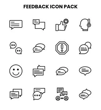 Feedback Line Design Icons Pack Stock Illustration