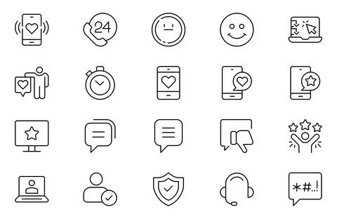 Feedback line icon set, outline web icon collection containing Reviews, Sur.. Stock Illustration
