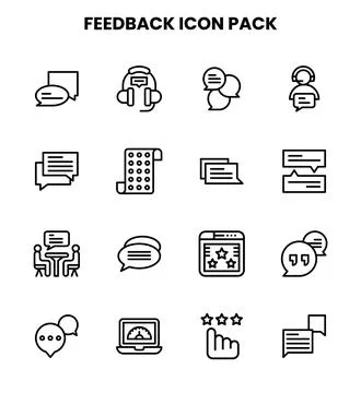 Feedback Line Icons Pack Stock Illustration