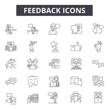 Feedback line icons for web and mobile design. Editable stroke signs. Feedback Stock Illustration