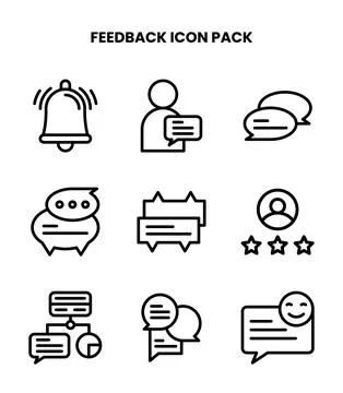 Feedback Line Set Icons Pack Stock Illustration