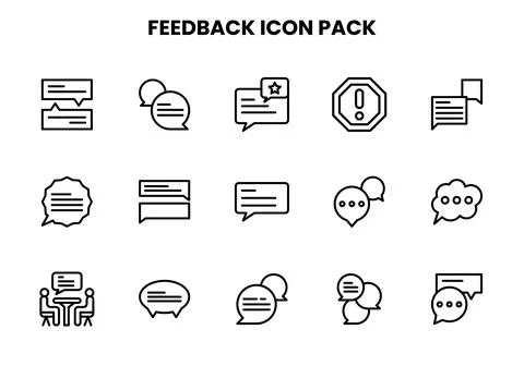 Feedback Line Vector Icons Pack Stock Illustration