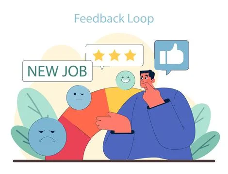 Feedback Loop concept. Continuous improvement through employee sentiment Stock Illustration