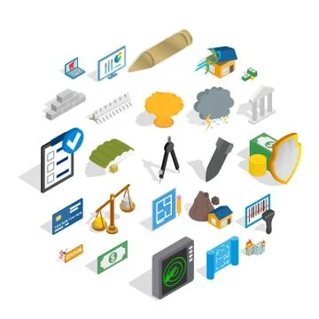 Feedback loop icons set, isometric style Stock Illustration