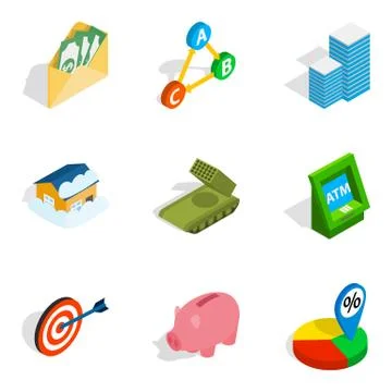 Feedback loop icons set, isometric style Stock Illustration