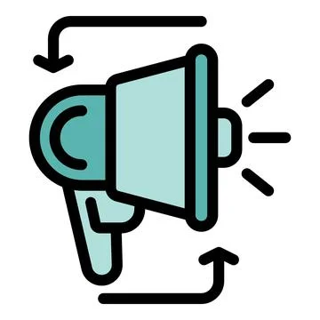 Feedback loop with megaphone and arrows for communication concept Stock Illustration