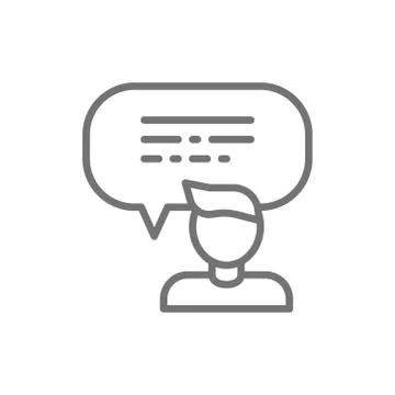 Feedback from the man, speech bubble line icon. Stock Illustration