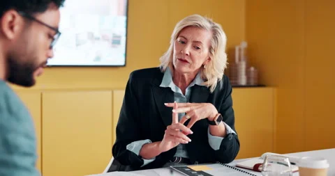 Feedback, meeting and notes with business people in office together for Stock Footage 335922358
