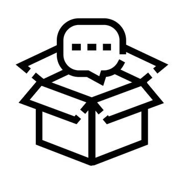 Feedback message icon coming out of box Stock Illustration