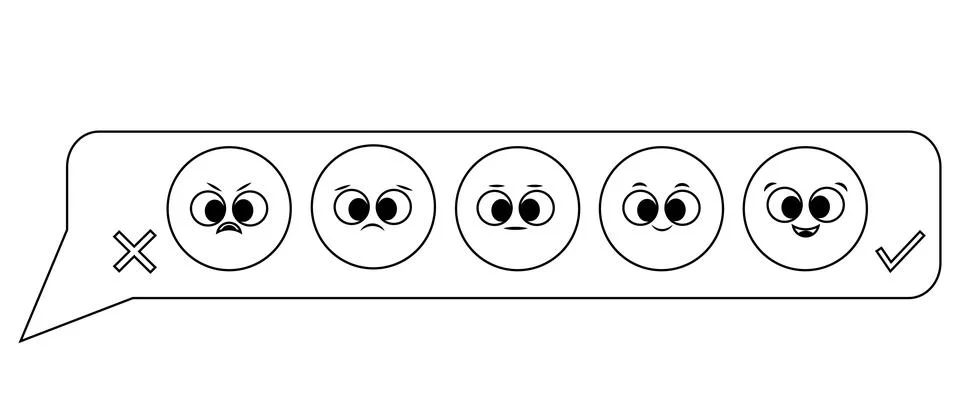 Feedback in a Message with a Rating in the form of faces linear Stock Illustration