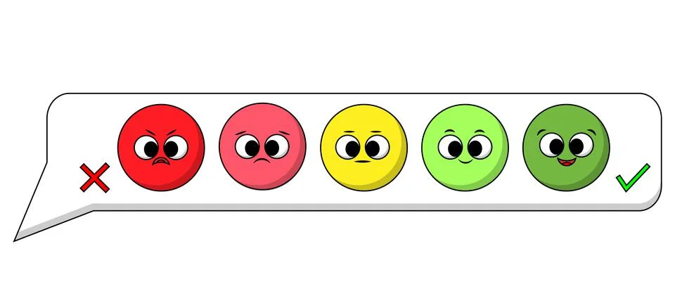 Feedback in a Message with a Rating in the form of faces Stock Illustration