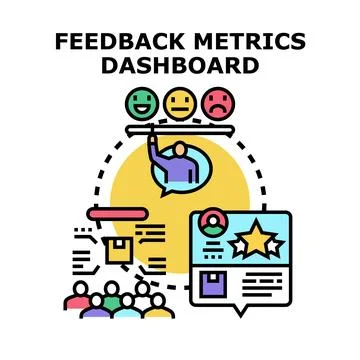 Feedback metrics dashboard analyzing customer satisfaction Stock Illustration