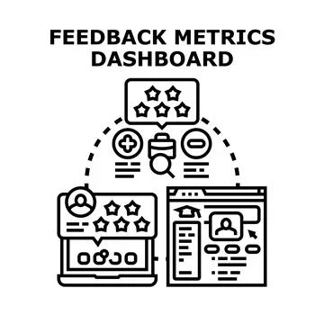 Feedback metrics dashboard analyzing user review data イラスト素材