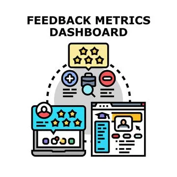 Feedback metrics dashboard analyzing user review data Stock Illustration