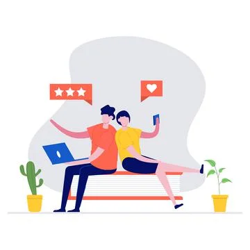 Feedback or rating vector illustration concept with characters. Customer revi Stock Illustration