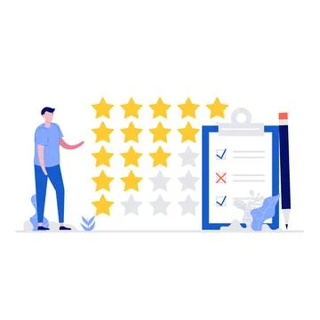 Feedback or rating vector illustration concept with characters. Customer revi Stock Illustration