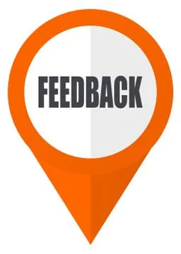 Feedback orange pointer vector icon in eps 10 isolated on white background. Stock Illustration