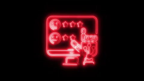 Feedback Outline Icon in HD Video Neon Animation Stock Footage 304507606
