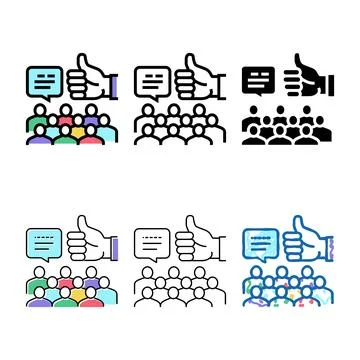 Feedback pack crowdsoursing color icon vector flat Stock Illustration