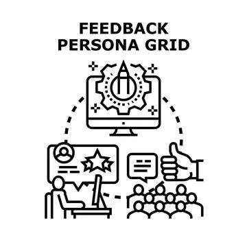Feedback persona grid analyzing customer experience concept Stock Illustration
