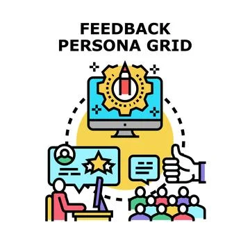 Feedback persona grid analyzing customer experience concept Stock Illustration