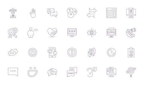 Feedback Professional Vector Set with 28 Thin Line Detail Enhanced 256x256 .. Stock Illustration