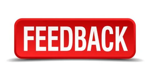 Feedback red 3d square button isolated on white background Stock Illustration