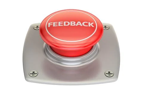 Feedback Red button, 3D rendering Illustrazione stock