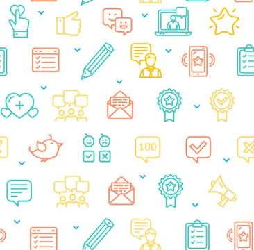 Feedback Seamless Pattern Background on a White. Vector Illustrazione stock