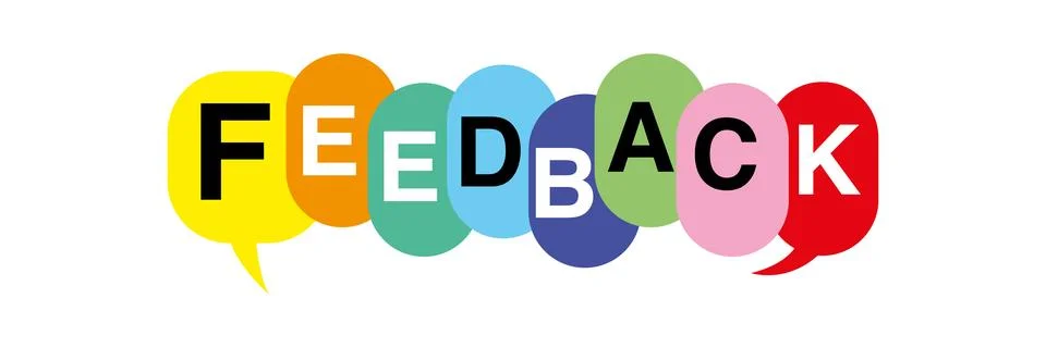 Feedback on speech colored bubbles Illustrazione stock