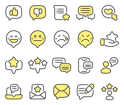 Feedback support icon set featuring approval Stock Illustration