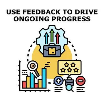 Feedback system driving continuous business progress concept Stock Illustration