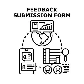 Feedback system submitting form with question answer survey Stock Illustration